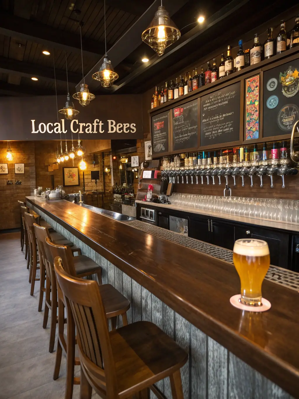 A modern bar design with sleek lighting and comfortable seating, showcasing JCJ Consultings' design expertise.
