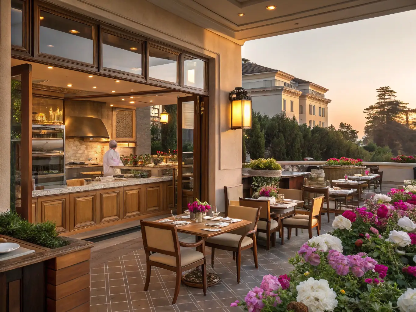 A sleek, modern restaurant layout showcasing efficient workflow and inviting ambiance, representing process improvement and design.